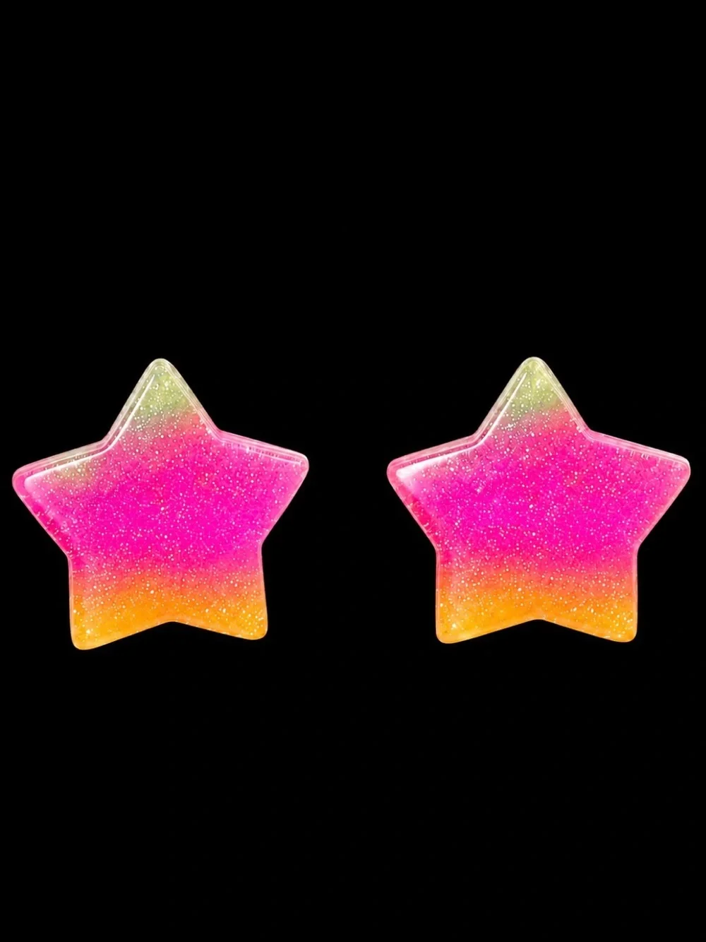 “Catch a Falling Star” Glitter Resin Kawaii Bright Multicolor Rainbow Pride Stud